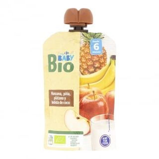 Bolsita de Manzana, Piña, Plátano y Bebida de Coco Carrefour Baby Bio 100 G