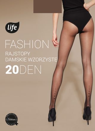 Life Fashion Rajstopy damskie wzorzyste 20 den rozm.4 nero, wzór trzy kropki do łydki