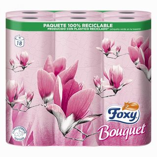 Papel Higiénico Foxy Bouquet Rosa 3 Capas 18 Rollos