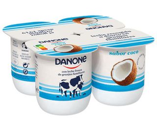Yogur con Sabor A Coco con Leche Fresca de Vaca Danone 4 X 120 G.