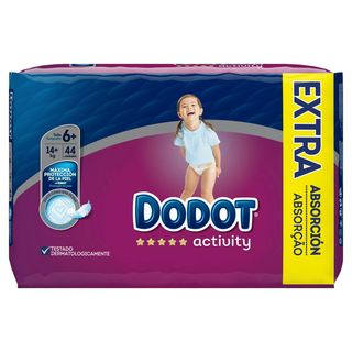 Pañal Extra Activity Nappy T6 Dodot 44 Uds (255643)