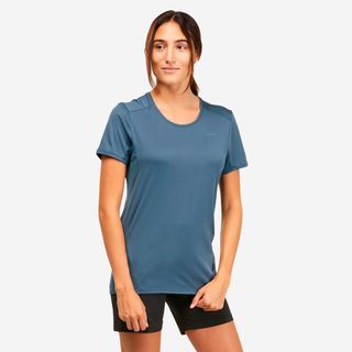 Camiseta de montaña y trekking manga corta Mujer Quechua MH100.XL Azul