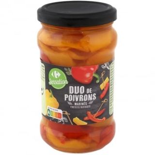 Duo De Pimientos Rojos Y Amarillos Marinados Sensation Carrefour 185 G.