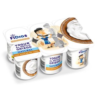 Yogur Griego Natural Con Azúcar De Caña Dia Fidias Pack 6 X 125 G