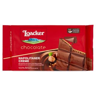 Loacker Cioccolato Speciality Napolitaner Cioccolato al latte con crema alle nocciole italiane 85g
