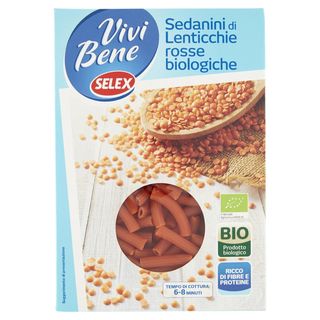 Pasta Lenticchie Rosse Sedanini Bio Vivibene 250Gr