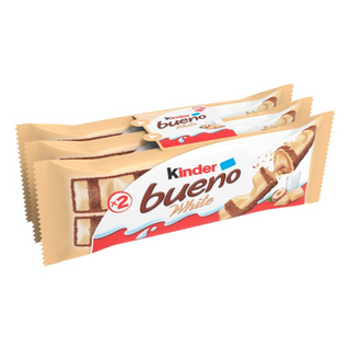 Kinder Bueno White Barritas de Chocolate Blanco y Avellanas Pack 3 x 2 barritas 129g