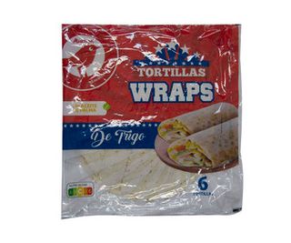 Tortillas de Trigo Wraps Producto Alcampo 6 Uds 375 G.