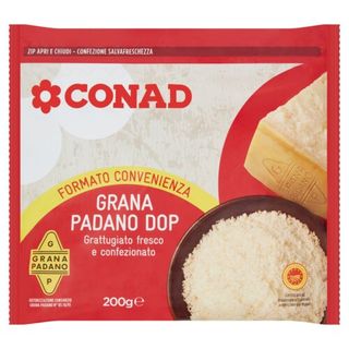 CONAD Grana Padano DOP Grattugiato fresco e confezionato 200 g - 8003170084667