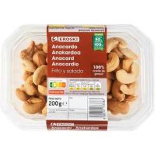 Anacardos Fritos Eroski, Tarrina 200 G (12194700)