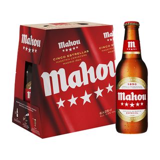 Cerveza Mahou Cinco Estrellas Botella 25 Cl. Pack 6 Uds.