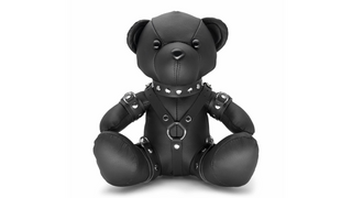 Eddy Skórzany miś z CZARNYMI skórzanymi akcesoriami