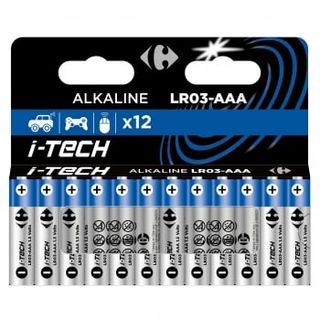 Pilas Alcalinas Carrefour Itech Aaa/ Lr03, Paquete 12