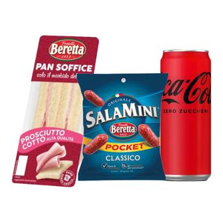 Pack Beretta Tramezzino Cotto 140g, Salamini Classici Pocket 27g & Coca-Cola Zero 330ml