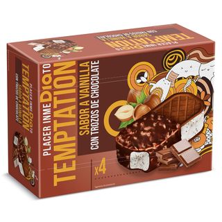 Helado Sandwich Maxi Duo 4 Unidades Temptation De Dia Caja 400 G