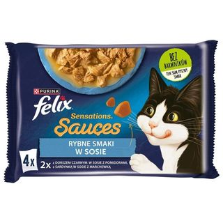 Felix Sensations Sauces Karma dla kotów rybne smaki w sosie 340 g (4 x 85 g)