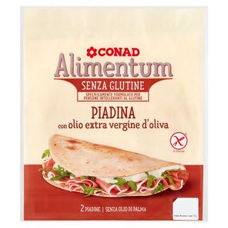 CONAD Alimentum Senza Glutine Piadina con olio extra vergine d'oliva 2 x 100 g - 8003170063532