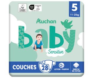 Pañal Sensitive Auchan Baby Bio T5 X28