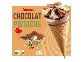 GELADO CONE AUCHAN CHOCOLATE PISTACHIO 6X120ML