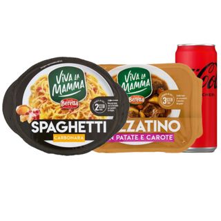 Pack Viva La Mamma Spaghetti Carbonara 220g, Spezzatino Patate E Carote 220g & Coca-Cola Zero 330ml