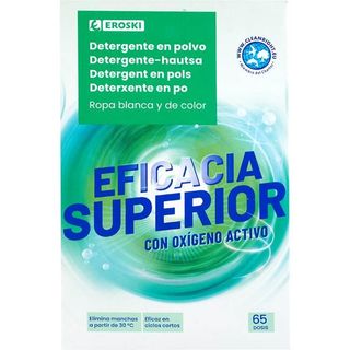 Detergente En Polvo Eficacia Superior Eroski, Maleta 65 Dosis