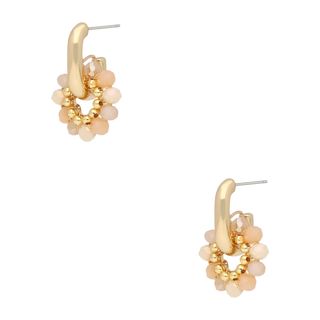 By Dziubeka Kolczyki okrągłe małe z beżowymi kryształkami