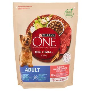 PURINA ONE Mini/Small Adult Ricco in Manzo con Riso 800 g - 7613034146823