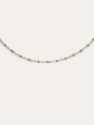 Collar Dots Turquoise Enamel Plata
