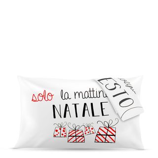 Coppia federe natalizie con scritta - in cotone, da 80x50 cm