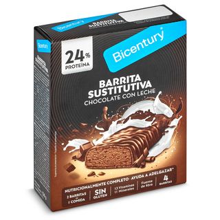 Barritas De Chocolate Con Leche Con Chocochips Bicentury Caja 128 G