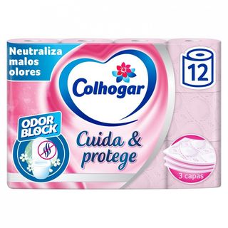 Papel Higiénico Colhogar Cuida Y Protege Odor Block 12 Rollos