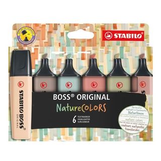Estuche Con 6 Marcadores Stabilo Boss Original Naturecolors (4006381603140)