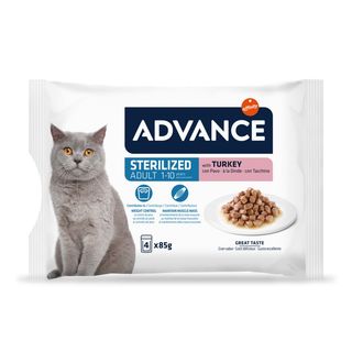 Advance Adult Sterilized Pavo Sobre En Salsa Para Gatos 0.34Kg