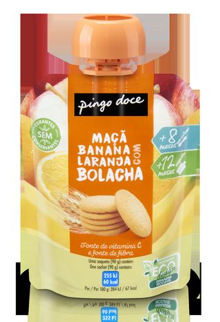 Bolsa de Fruta Maçã, Banana, Laranja e Bolacha Pingo Doce 90G