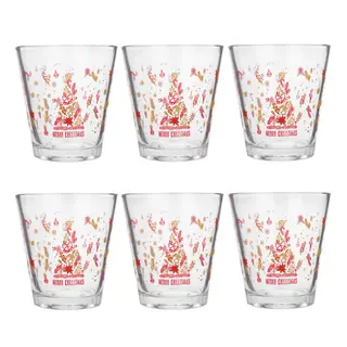 Set 6 bicchieri acqua Merry Christmas - rosso