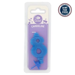 Carrefour Classic Candelina Numero 8 Azzurra Con Supporto -5609