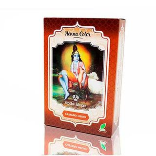 Henna color Castaño Medio en polvo 100g Radhe Shyam (8423645310747)
