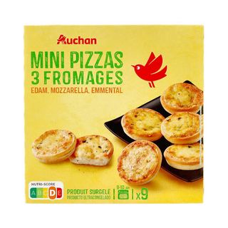 MINI PIZZAS AUCHAN FIAMBRE E QUEIJO 9UN 270G
