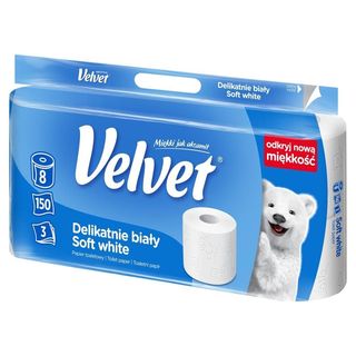 Velvet Papier toaletowy delikatnie biały 8 rolek
