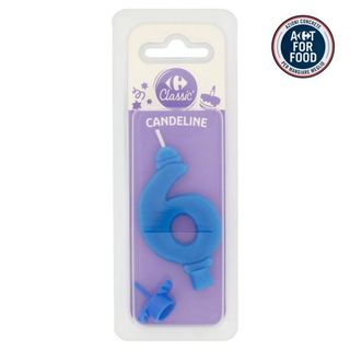 Carrefour Classic Candelina Numero 6 Azzurra Con Supporto -5623
