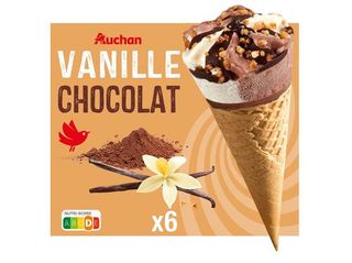 GELADO CONE AUCHAN BAUNILHA E CHOCOLATE 6X120ML