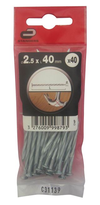 40 Pregos Rosc Cab Chata Aco Zinc 2.5X40 (15674925)