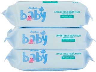 TOALHITAS AUCHAN BABY REFRESCANTES C/ALOE VERA 3X72UN