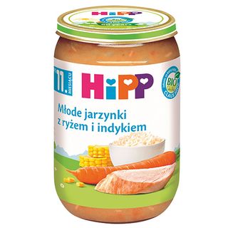 Hipp Junior Młode jarzynki z ryżem i indykiem, 220 g