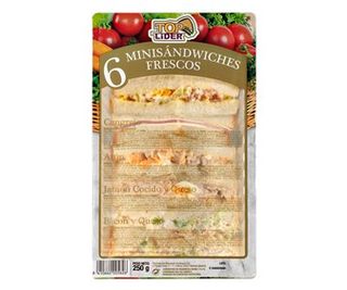 Bandejas 6 Minisandwiches Top Lider 250 G