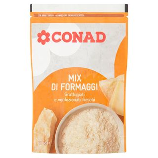 CONAD Mix di Formaggi Grattugiati e confezionati freschi 100 g - 8003170023994