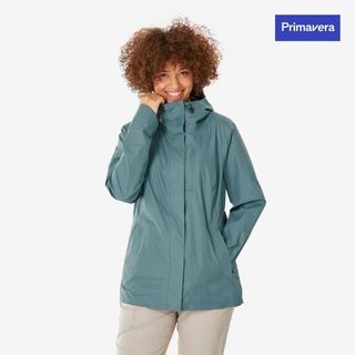 Chaqueta impermeable de montaña y trekking con capucha Mujer Quechua NH500.XL Verde