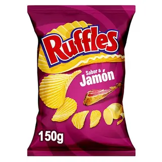 Ruffles Sabor Jamón Patatas Fritas Onduladas 150g