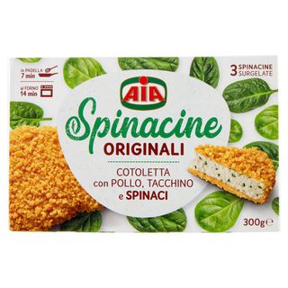 Aia Spinacine Originali Cotoletta con Pollo, Tacchino e Spinaci Surgelate 300 g - 8008110132132