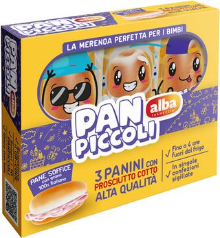 alba Tramezzini Pan Piccoli Panini con Prosciutto Cotto Alta Qualità 3 x 60 g
